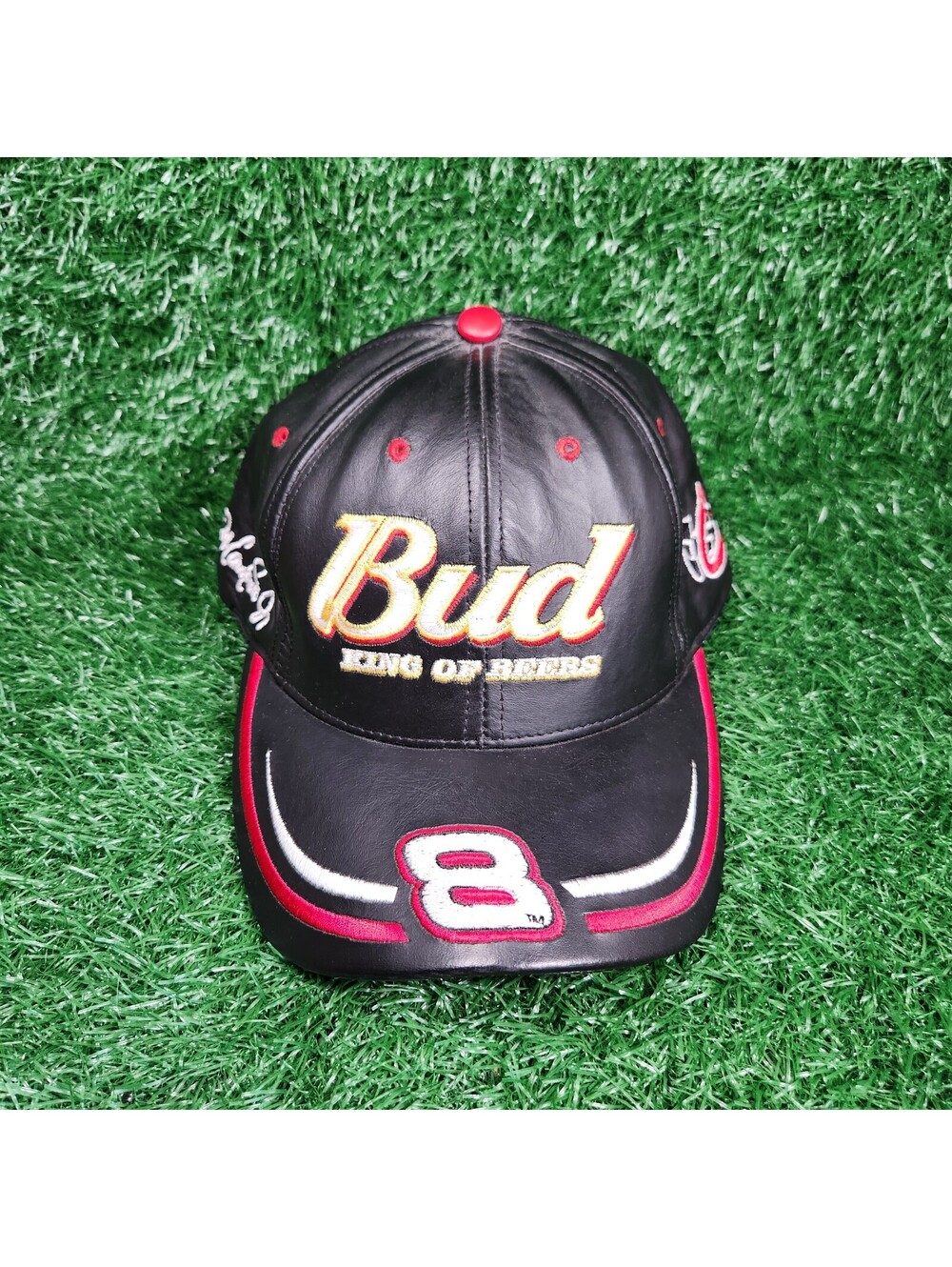 Chase Authentics NASCAR Dale Earnhardt Jr. Bud King of Beers Black Leather Hat